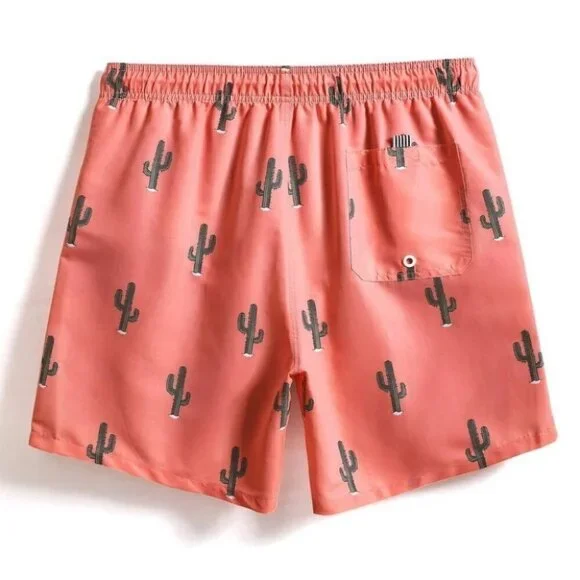 Coral Pink Mens Swim Trunks - Picture 2 of 4